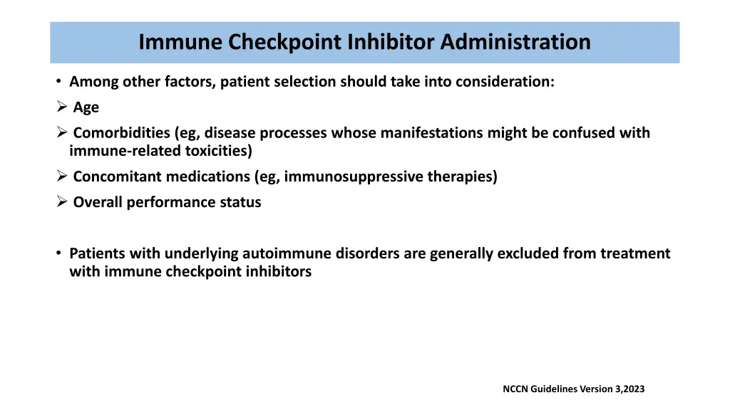 immune checkpoint inhibitor administration