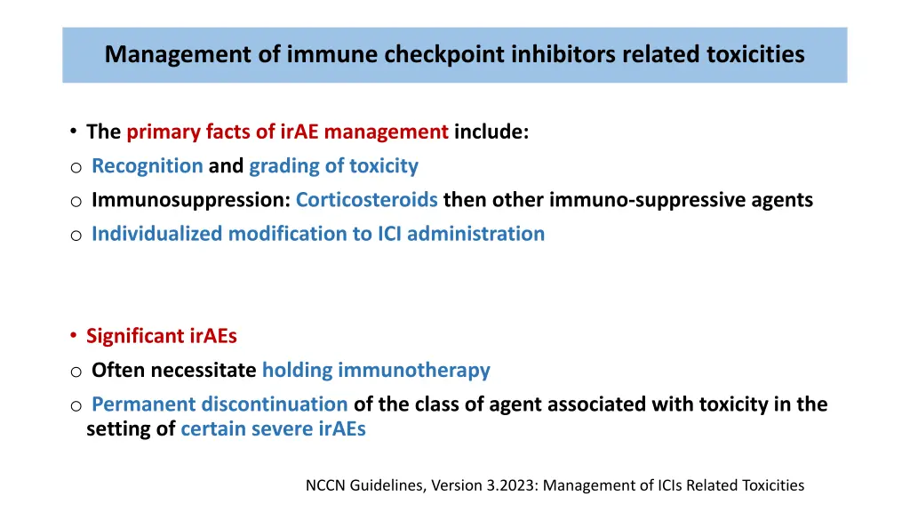 management of immune checkpoint inhibitors