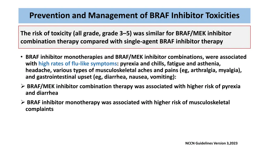 prevention and management of braf inhibitor