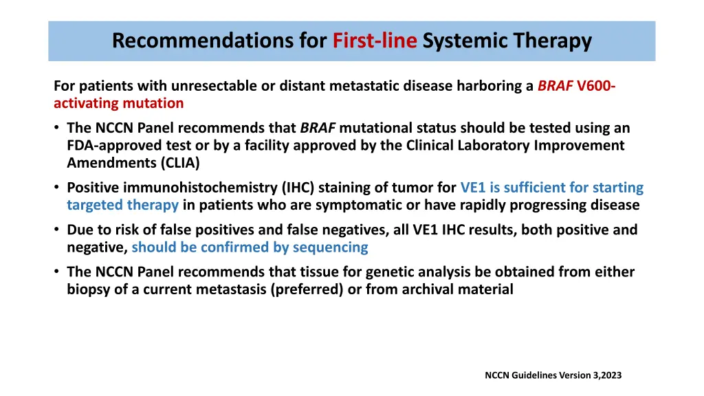 recommendations for first line systemic therapy 5