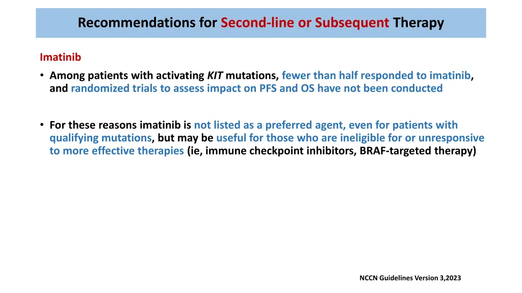 recommendations for second line or subsequent 5