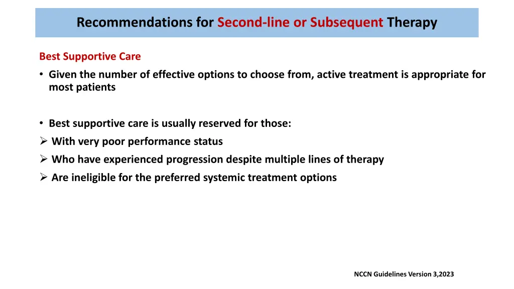 recommendations for second line or subsequent 8