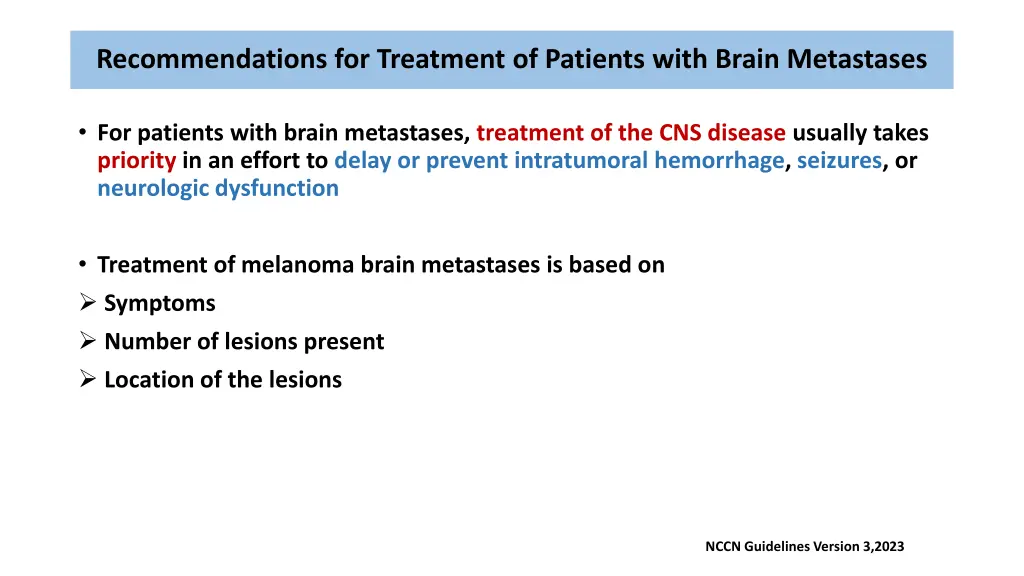 recommendations for treatment of patients with