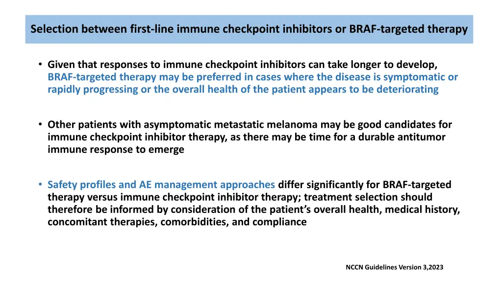 selection between first line immune checkpoint 1