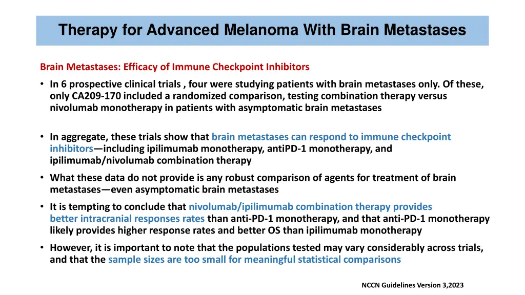 therapy for advanced melanoma with brain