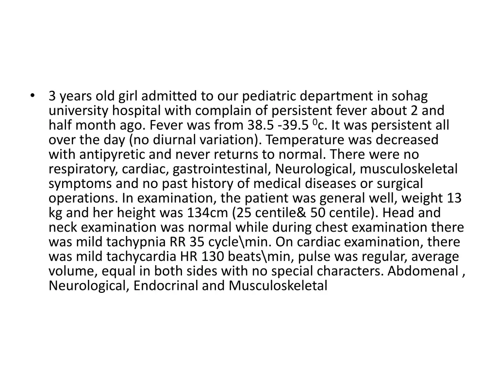 3 years old girl admitted to our pediatric