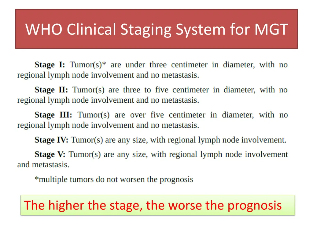 who clinical staging system for mgt