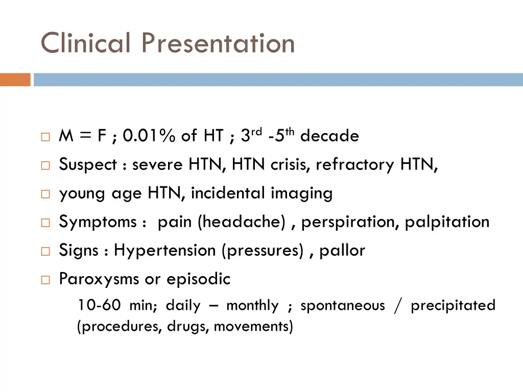 clinical presentation