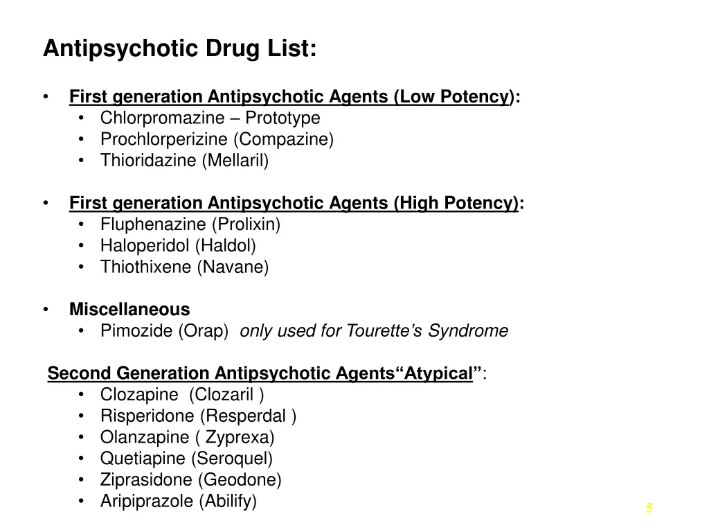 antipsychotic drug list