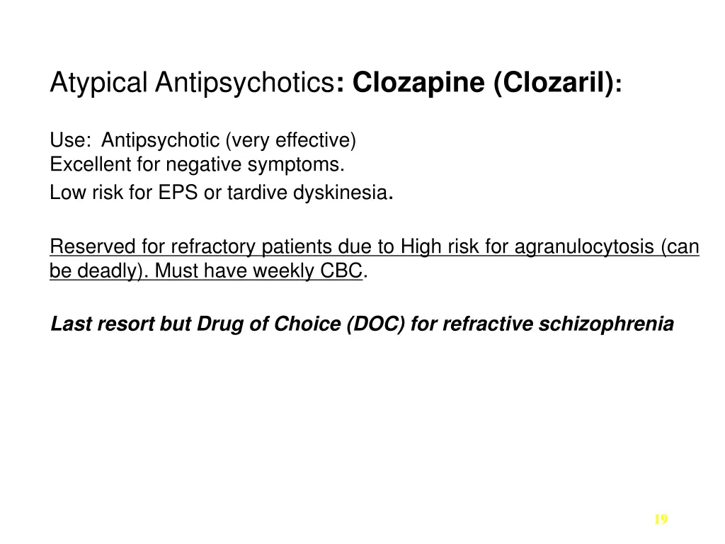 atypical antipsychotics clozapine clozaril