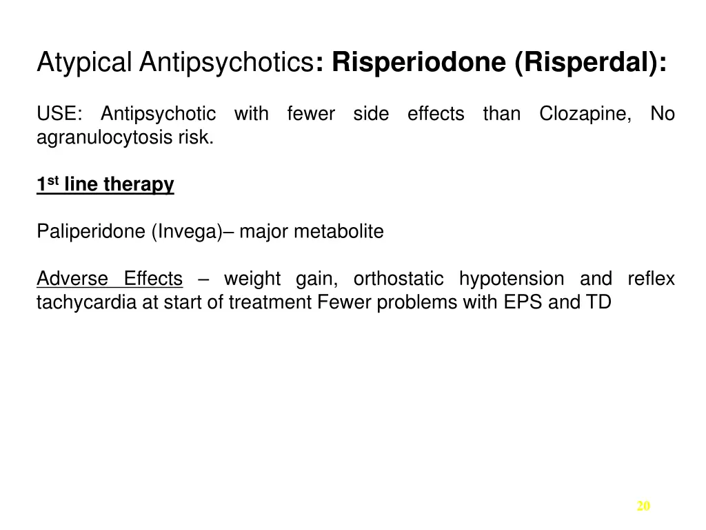 atypical antipsychotics risperiodone risperdal