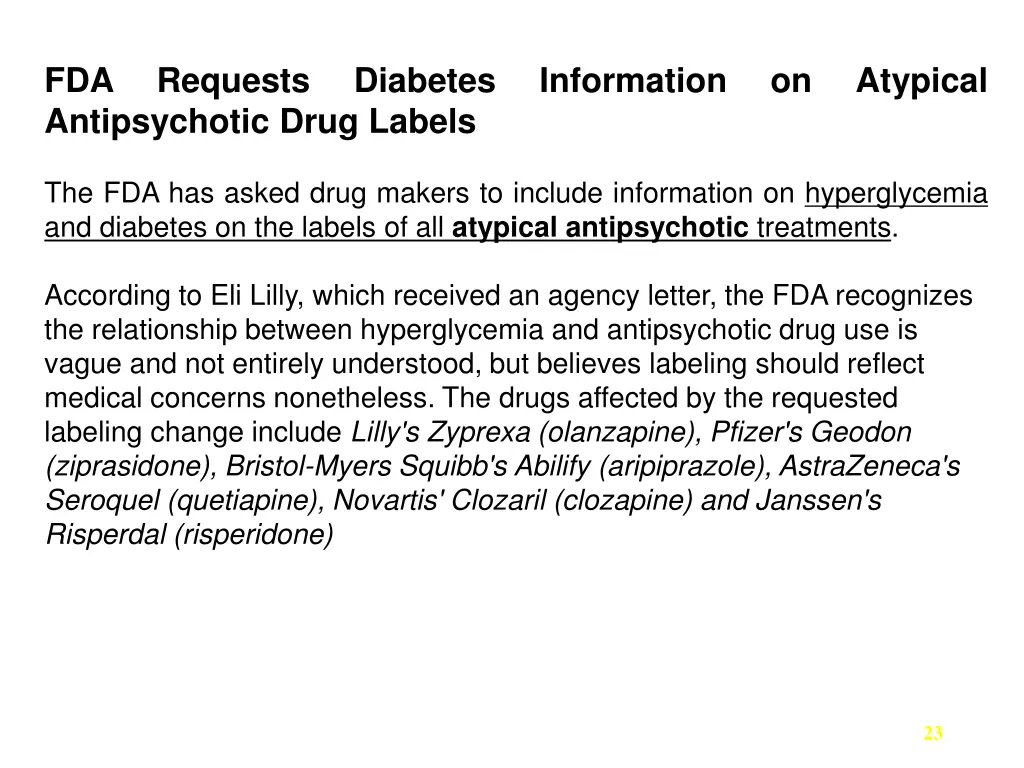 fda antipsychotic drug labels