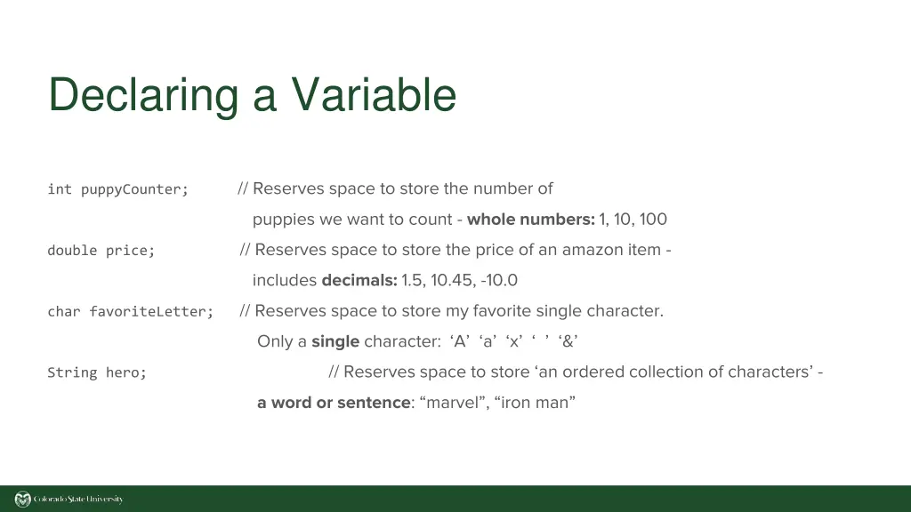 declaring a variable