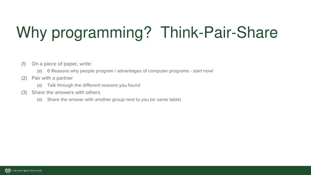 why programming think pair share