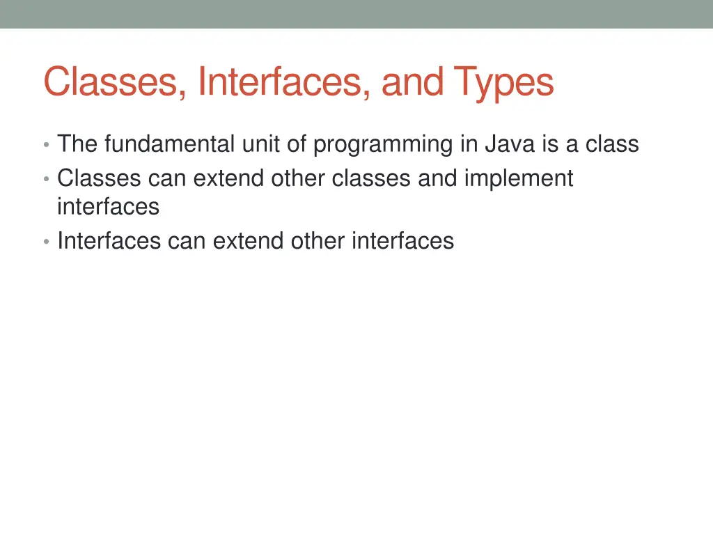 classes interfaces and types