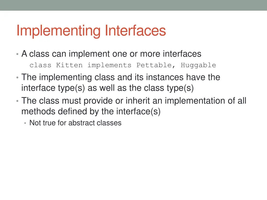 implementing interfaces