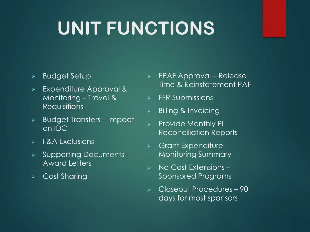 unit functions