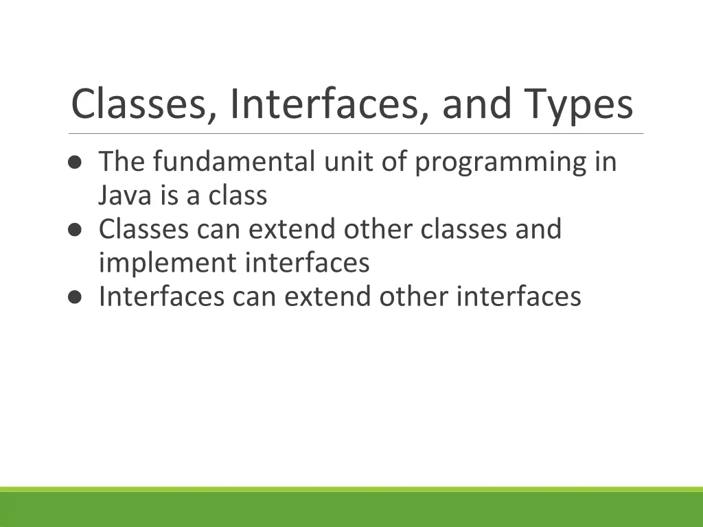 classes interfaces and types