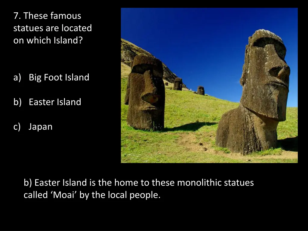 7 these famous statues are located on which island