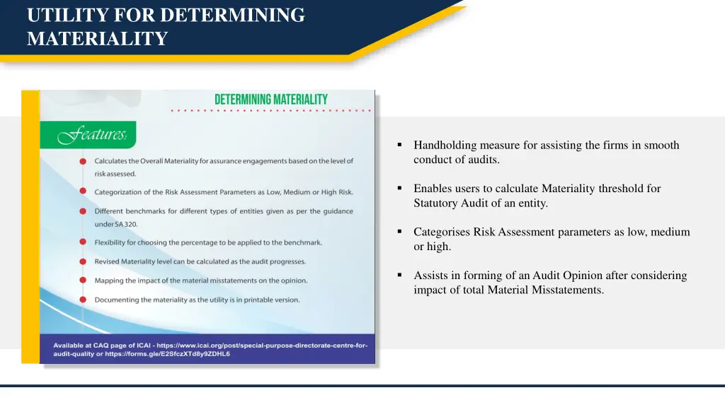 utility for determining materiality