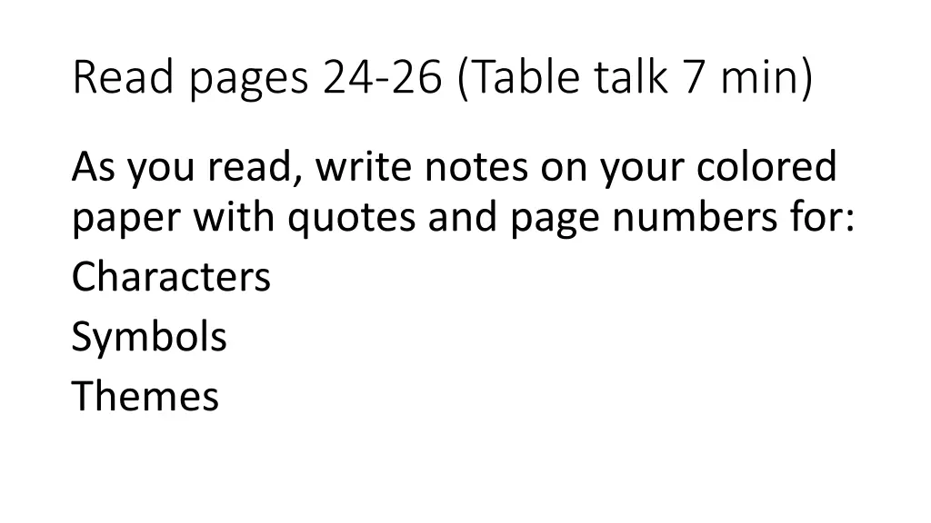 read pages 24 26 table talk 7 min