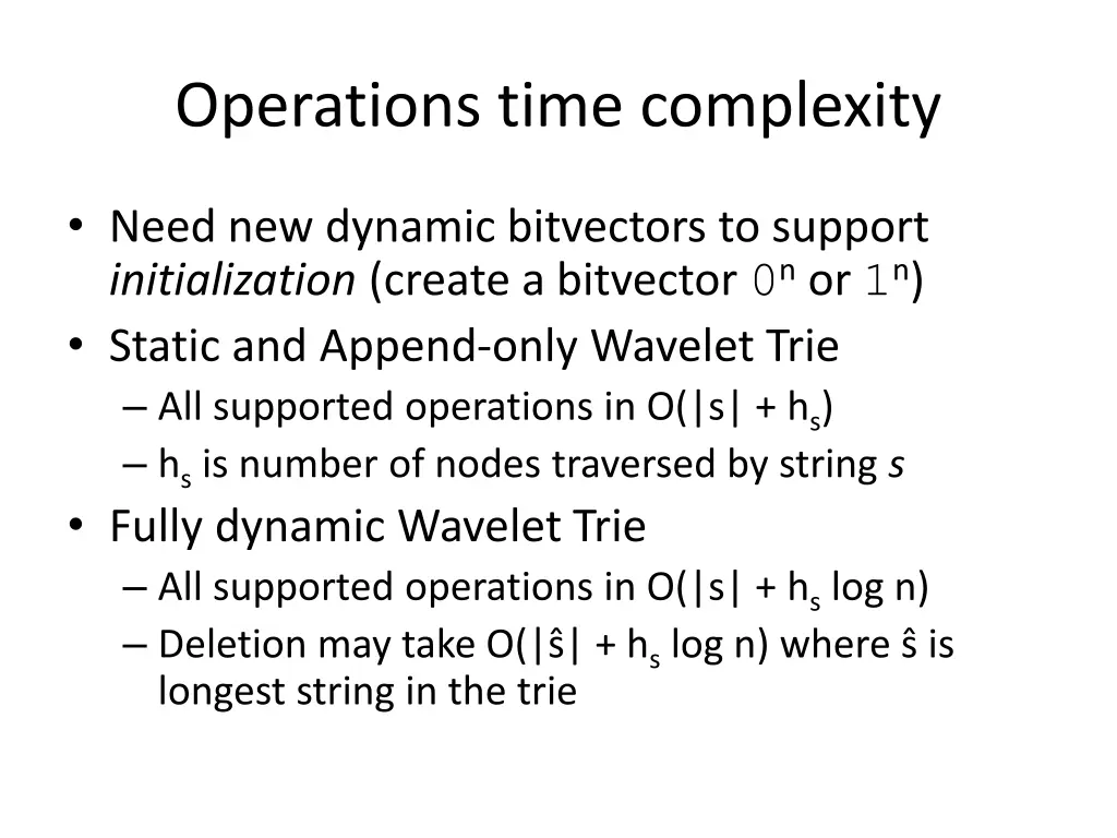 operations time complexity