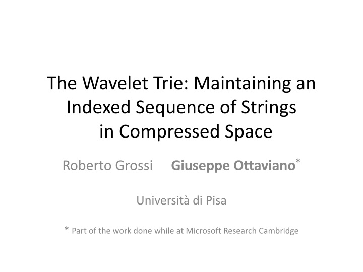 the wavelet trie maintaining an indexed sequence