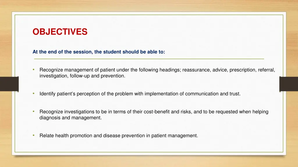 objectives