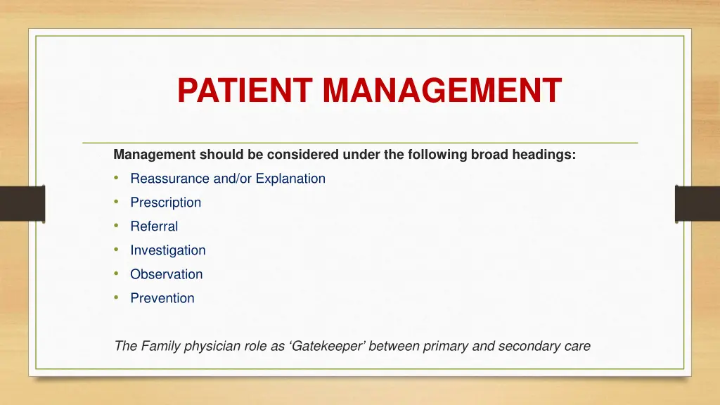 patient management 1