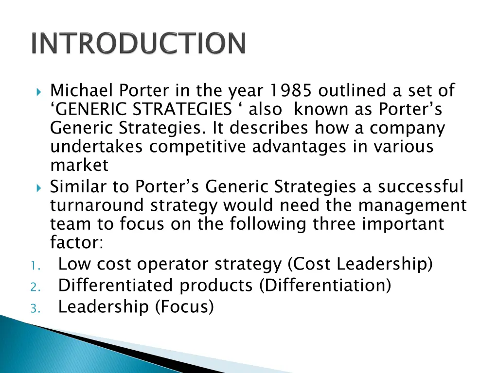 michael porter in the year 1985 outlined