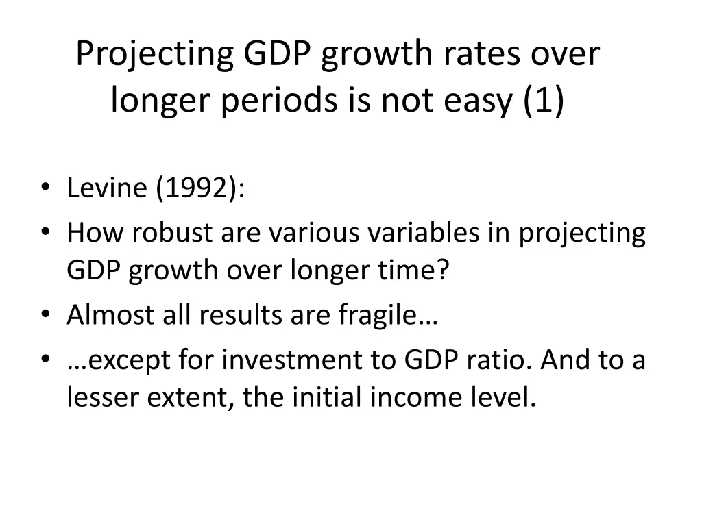 projecting gdp growth rates over longer periods