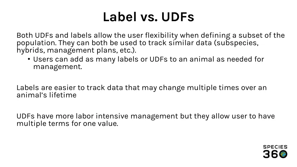 label vs udfs