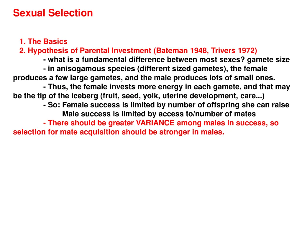 sexual selection not really a level 10