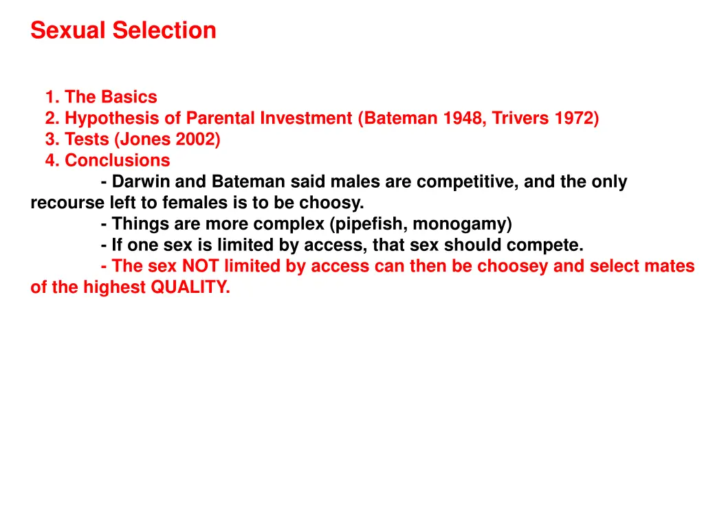 sexual selection not really a level 18