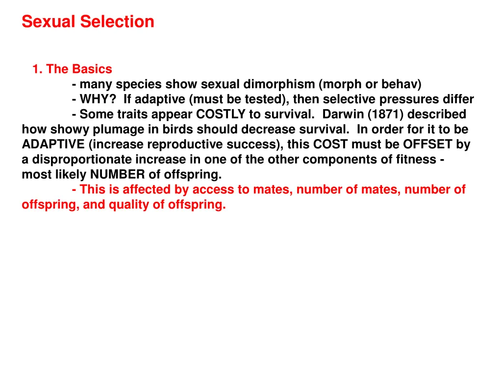 sexual selection not really a level 2