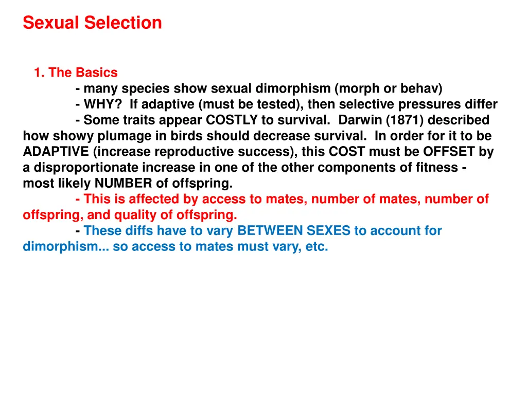 sexual selection not really a level 3