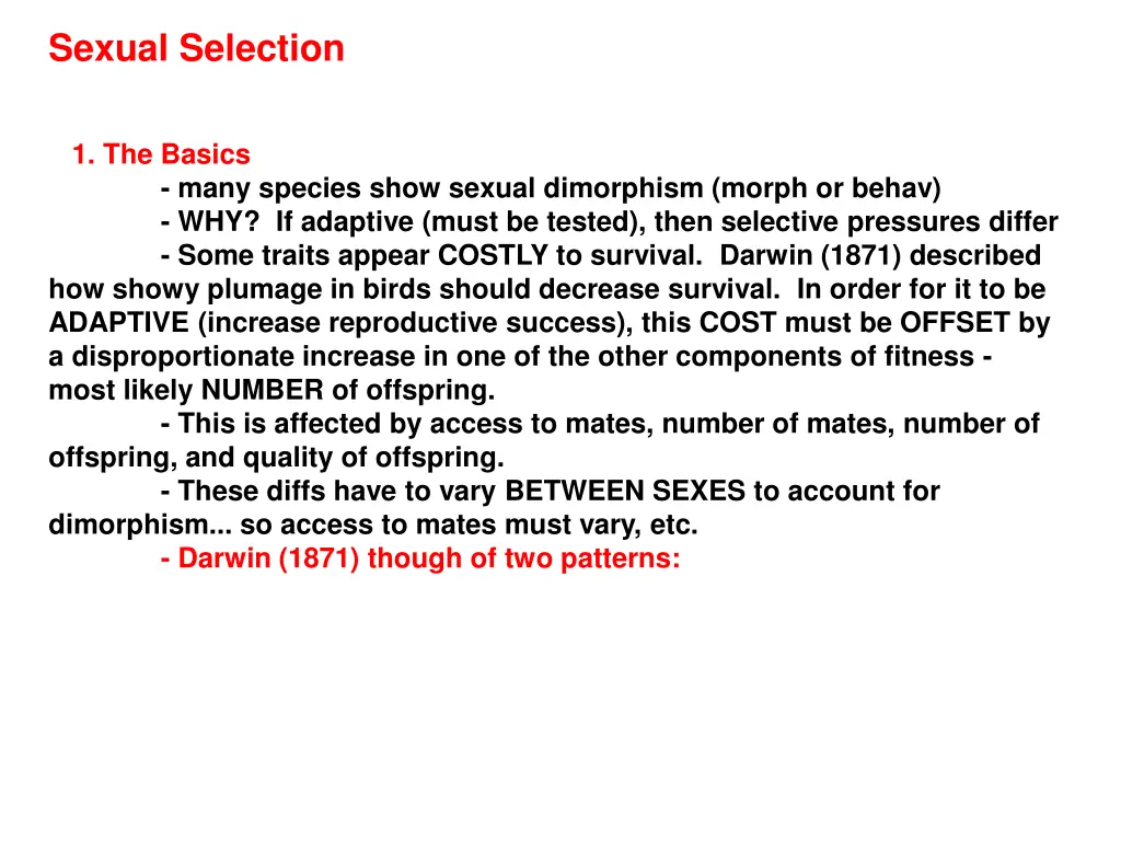 sexual selection not really a level 4