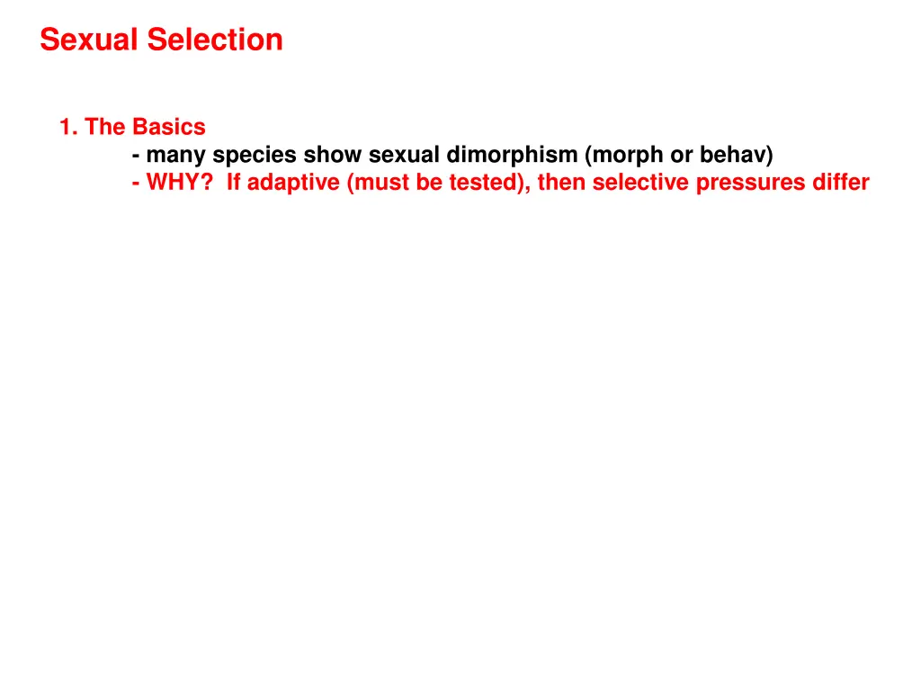 sexual selection not really a level