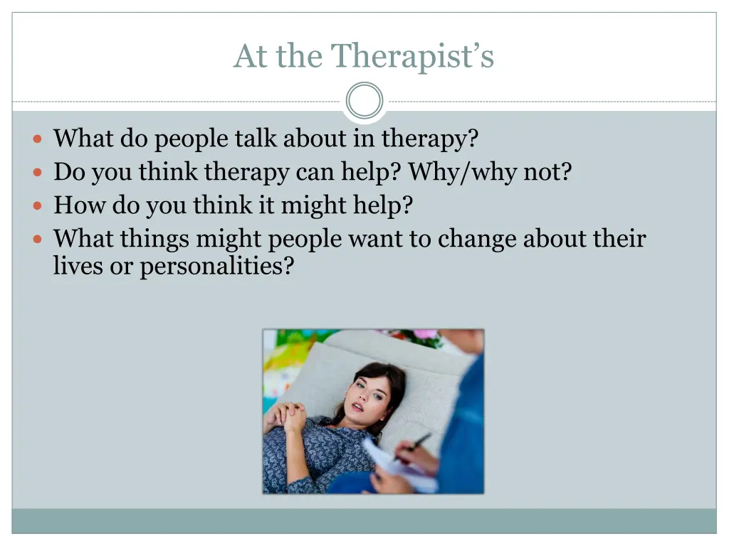 at the therapist s