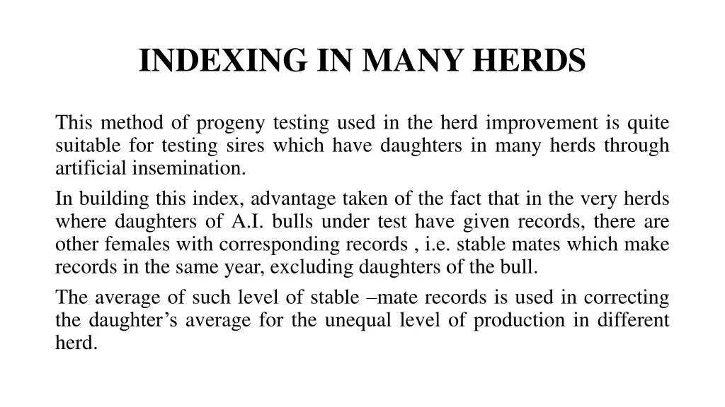 indexing in many herds