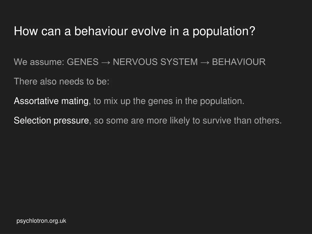 how can a behaviour evolve in a population