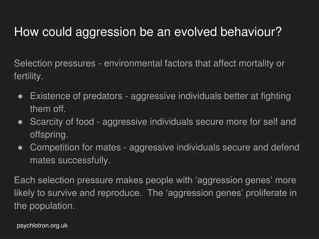 how could aggression be an evolved behaviour