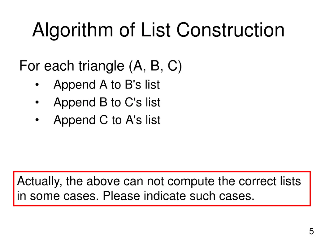 algorithm of list construction