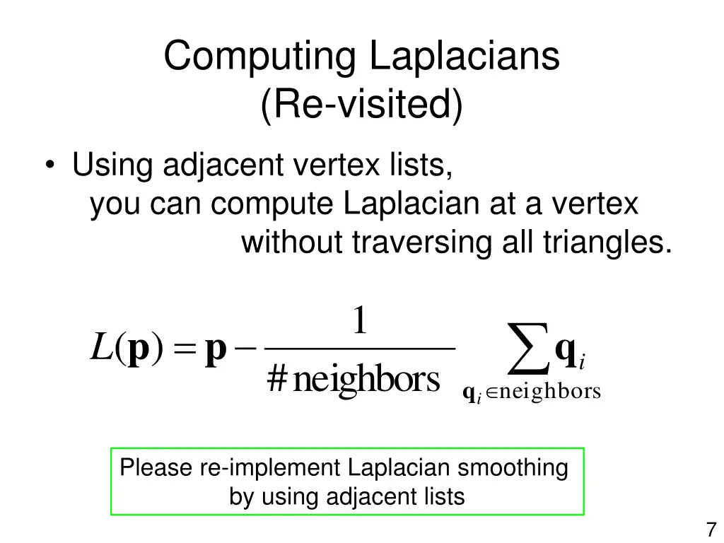 computing laplacians re visited