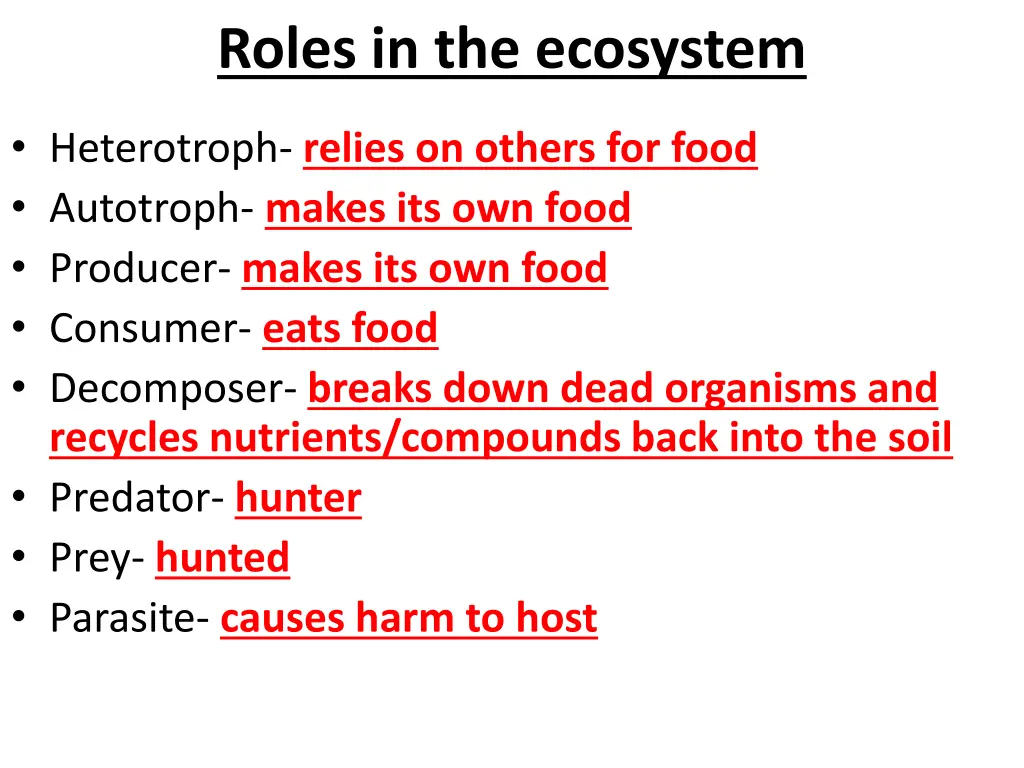 roles in the ecosystem 1