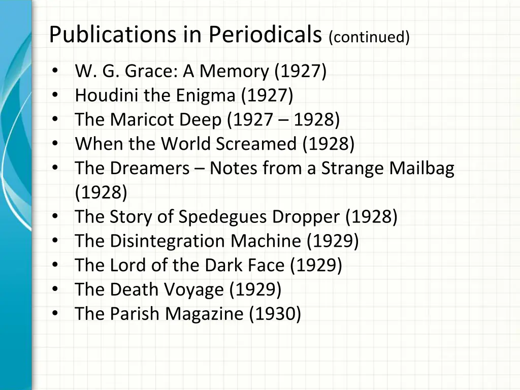 publications in periodicals continued w g grace