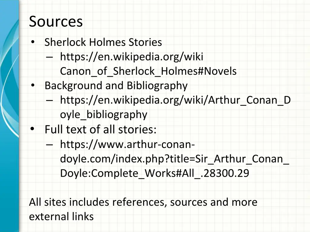 sources sherlock holmes stories https