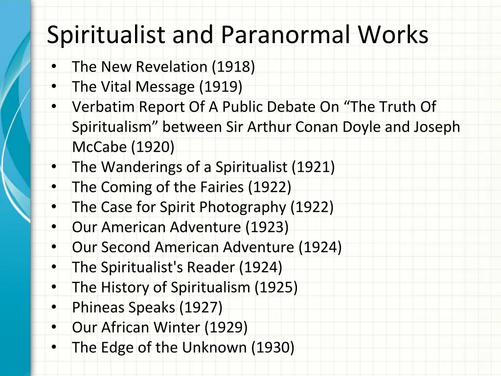 spiritualist and paranormal works