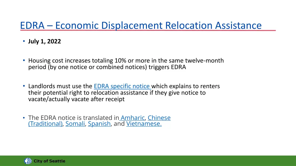 edra economic displacement relocation assistance