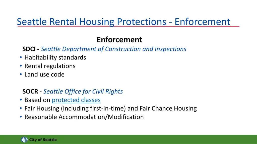 seattle rental housing protections enforcement